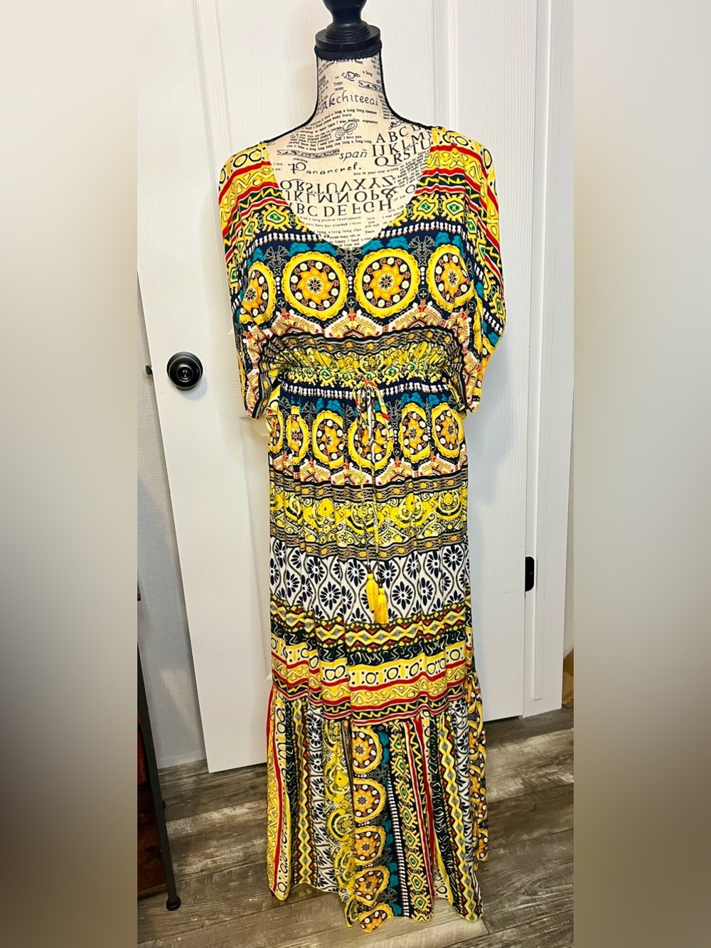 easel Yellow Multi-Print Boho Maxi Dress